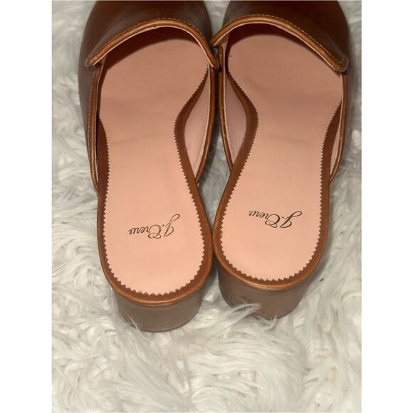J.Crew NWOT Brown Leather Clog Mules Studded Wood Platform Size 12  70’ vibe main image 4